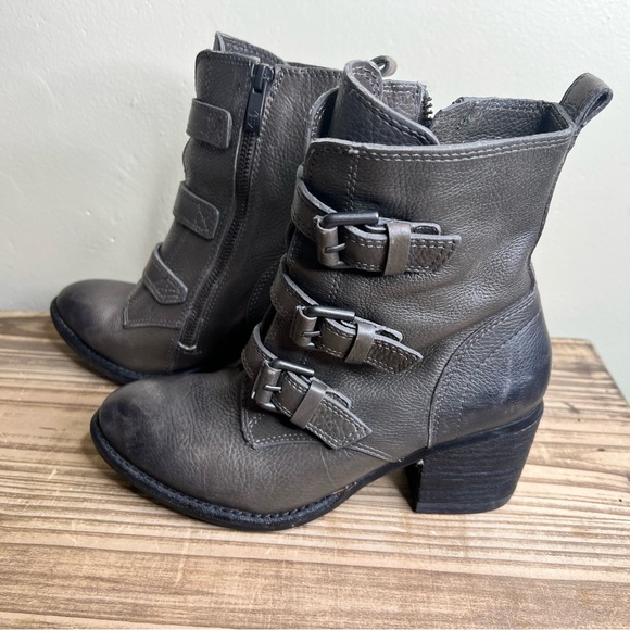 Vince Camuto Dassia Boot Buckles Grey Heeled 6 Leather 36 - Picture 5 of 10